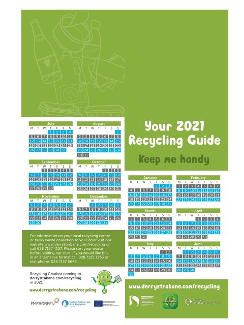 Bin collection Calendar 2021