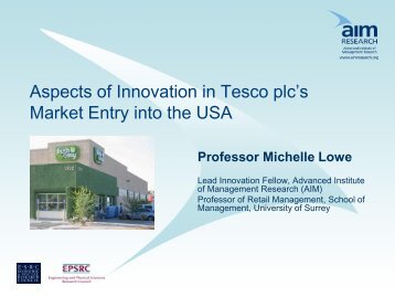 Aspects of Innovation in Tesco plc‟s Market Entry ... - (AIM) Research