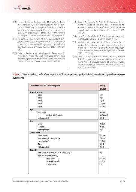 Swissmedic Vigilance-News Edition 25 – Décembre 2020