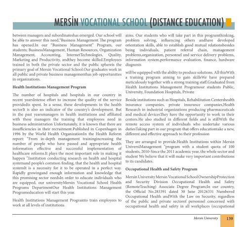 Mersin University Catalog