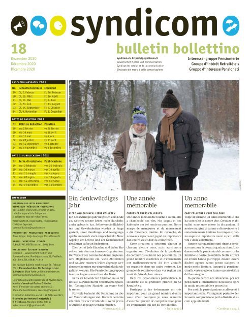 syndicom Bulletin / bulletin / Bollettino 18