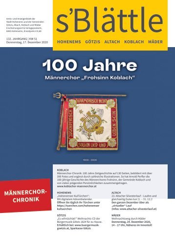 s'Blättle Nr. 51 - Do, 17. Dezember 2020