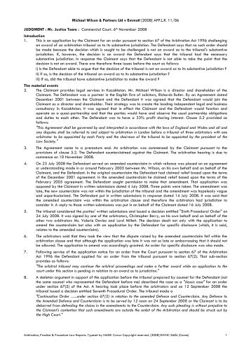 Michael Wilson & Partners Ltd v Emmott [2008] APP.L.R. 11 ... - NADR