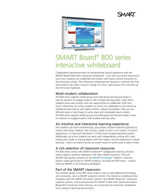 Smart Board 800 Series Interactive Whiteboard