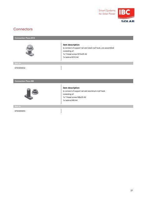 Catalogue of components: IBC SOLAR mounting systems