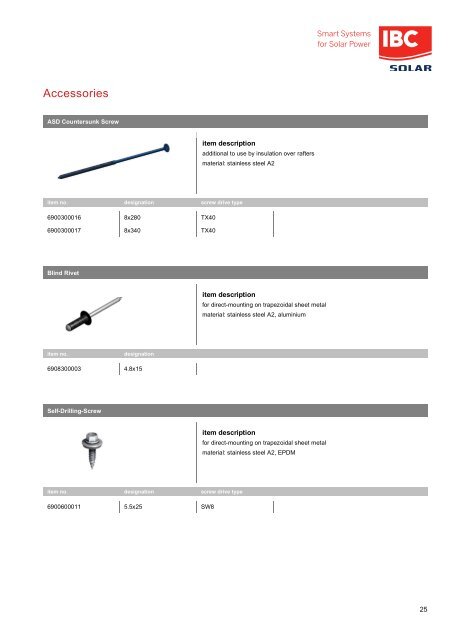 Catalogue of components: IBC SOLAR mounting systems