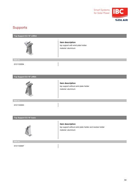 Catalogue of components: IBC SOLAR mounting systems