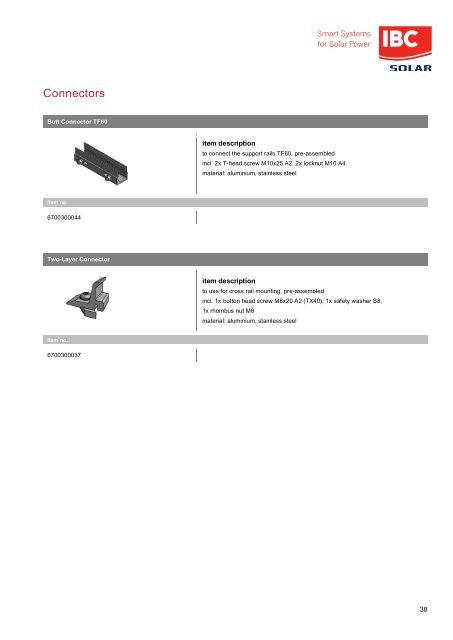 Catalogue of components: IBC SOLAR mounting systems