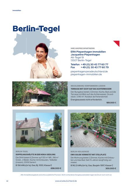ERA® WohnHausImmobilien Theiler, Immobilienmagazin ERSTE ADRESSE Herbst/Winter 2020