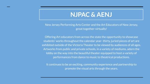 NJPAC Winter 2020 - 2021 Virtual Art Exhibit