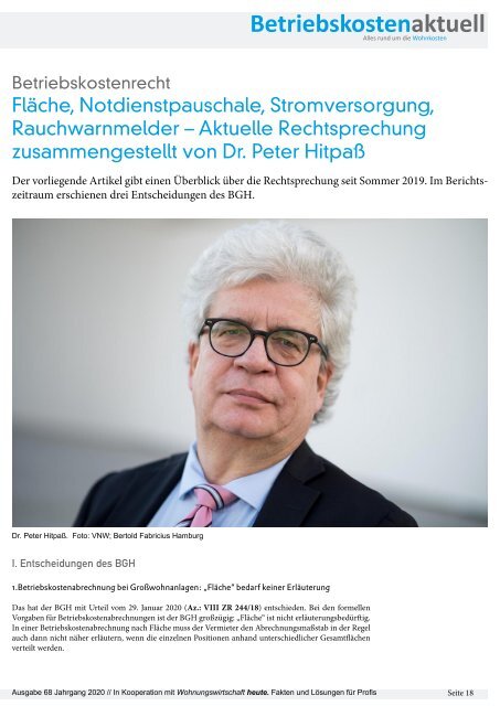 Betriebskosten Aktuell - Ausgabe Dezember 2020