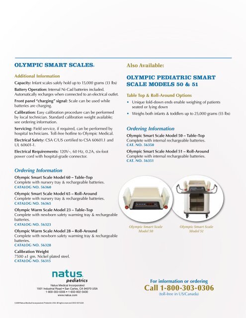 Olympic Smart and Warm Scales - Natus Medical Incorporated