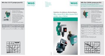 Gamme circulateurs domestiques Wilo-Yonos PICO, Wilo-Stratos ...