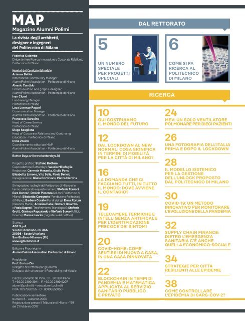 MAP - Magazine Alumni Politecnico di Milano #8 - AUTUNNO 2020 - EDIZIONE SPECIALE COVID-19