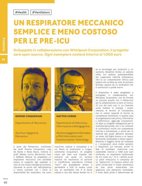 MAP - Magazine Alumni Politecnico di Milano #8 - AUTUNNO 2020 - EDIZIONE SPECIALE COVID-19