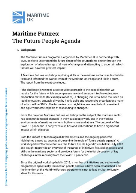 Maritime Futures - The Future People Agenda - Report 2020