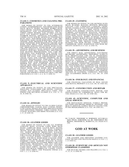 10 December 2002 - U.S. Patent and Trademark Office