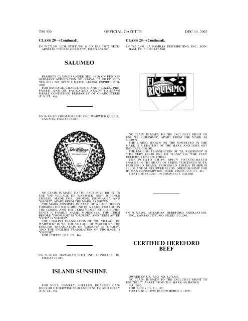 10 December 2002 - U.S. Patent and Trademark Office