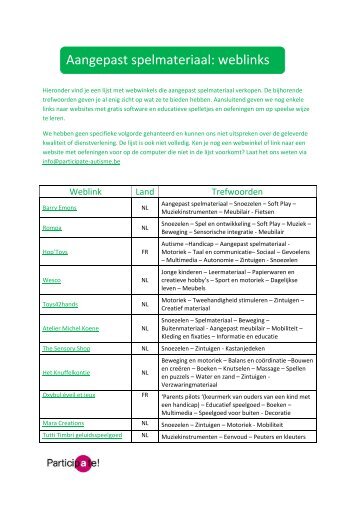 Aangepast spelmateriaal: weblinks - Participate!