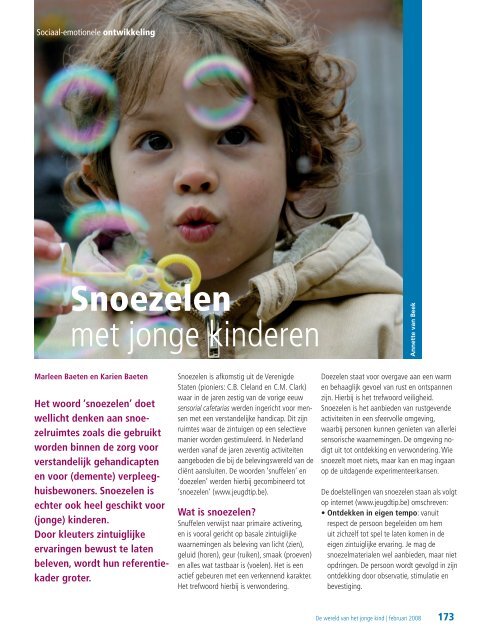 Snoezelen met jonge kinderen - hjk