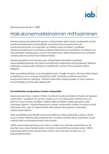 Hakukonemarkkinoinnin mittaaminen