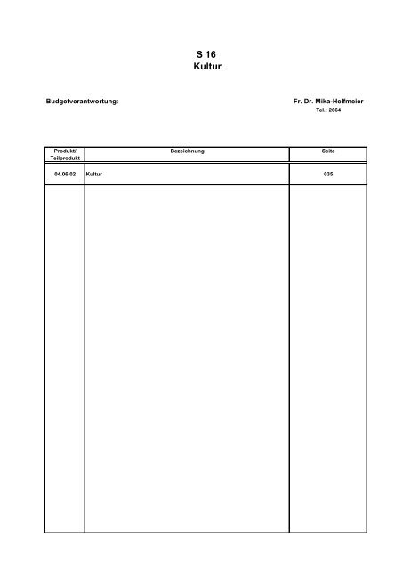 Haushaltsentwurf 2021 (Band II) Dezernat I und Behördenleitung