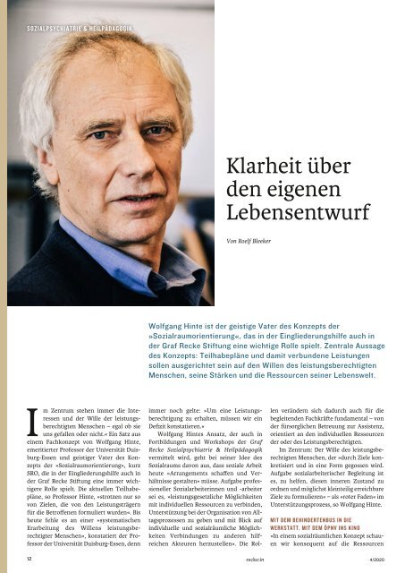 recke:in - Das Magazin der Graf Recke Stiftung Ausgabe 4/2020