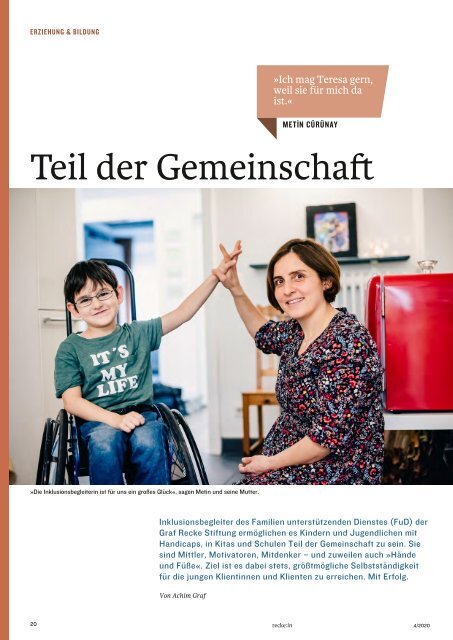 recke:in - Das Magazin der Graf Recke Stiftung Ausgabe 4/2020