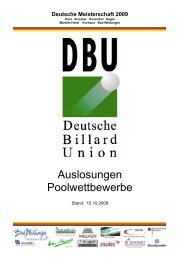 Auslosungen Poolwettbewerbe - Deutsche Billard Union