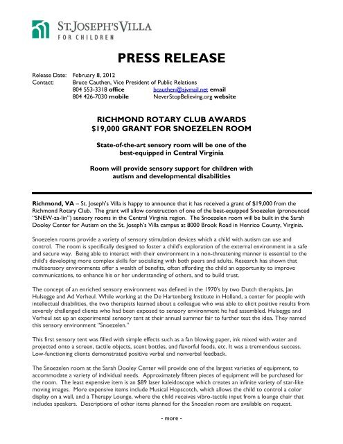 Press Release St Joseph S Villa