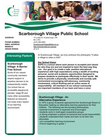 More Information about Scarborough Village Public School