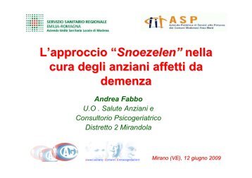 Snoezelen nella demenza - Associazione Geriatri Extraospedalieri