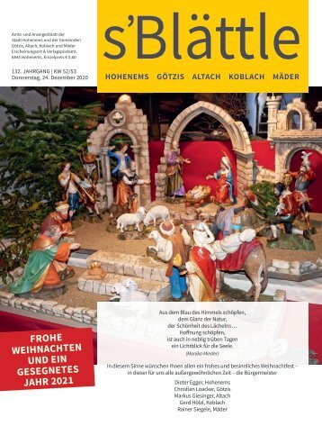 s'Blättle Nr. 52 - Do, 24. Dezember 2020