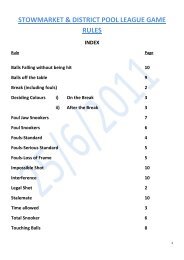 stowmarket & district pool league game rules index - LeagueRepublic