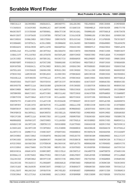 Word List - Scrabble Word Finder