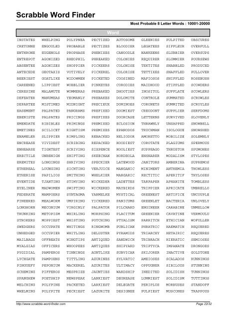 Word List - Scrabble Word Finder