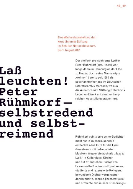 Programmheft des Deutschen Literaturarchivs Marbach, 1/2021