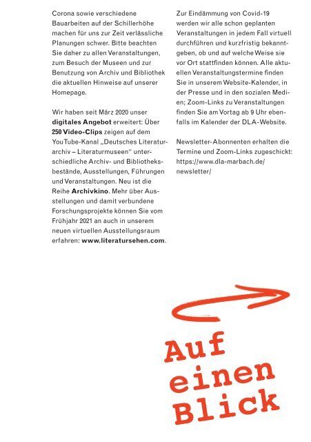 Programmheft des Deutschen Literaturarchivs Marbach, 1/2021