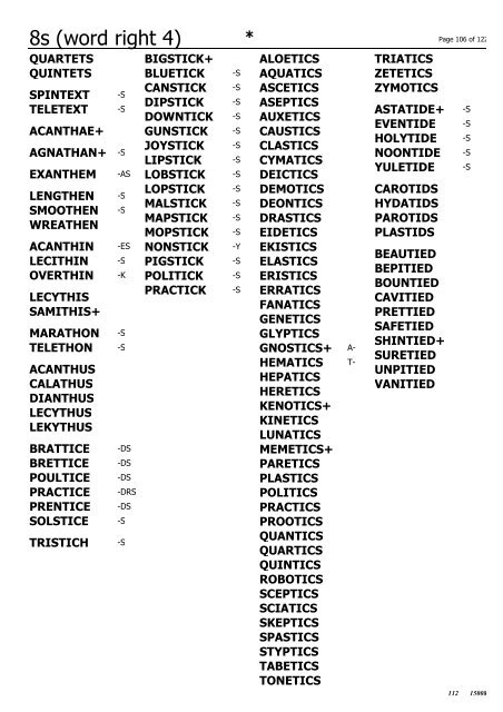 8s from stuff plus 4 - Irish Scrabble