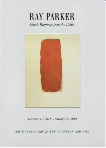 Ray Parker: Simple Paintings from the 1960s  (2011)