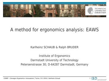 A method for ergonomics analysis: EAWS - Ergonomia - Corep