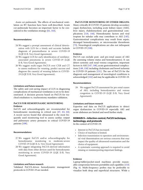 Hussein A et al. Crit Care 2020 Multi‑organ point‑of‑care ultrasound for COVID‑19 (PoCUS4COVID): international expert consensus