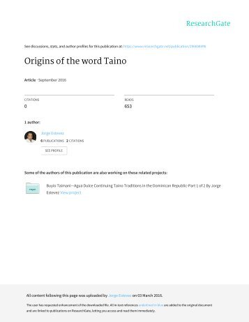 Origins of the Word TAINO