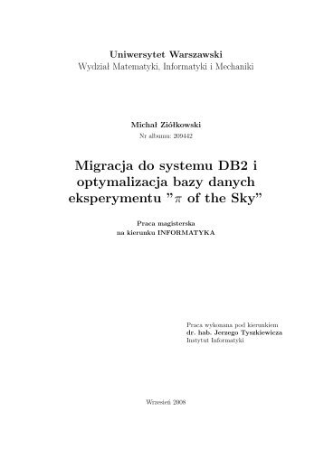 Migracja do systemu DB2 i optymalizacja bazy danych - Pi of the Sky