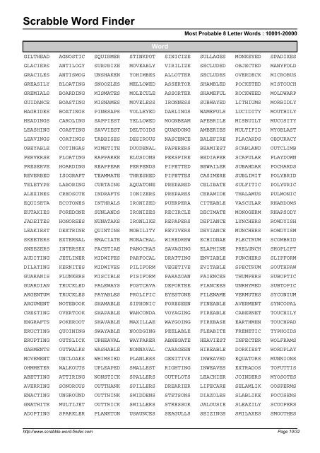 Word List - Scrabble Word Finder