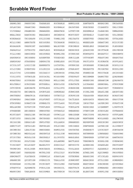 Word List - Scrabble Word Finder