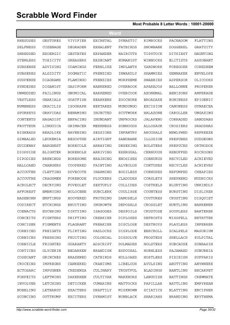 Word List - Scrabble Word Finder