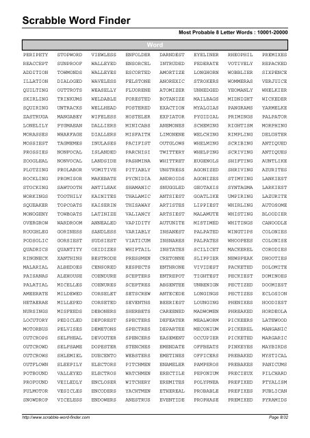 Word List - Scrabble Word Finder