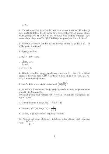 1. test 1. Za rodendan Eva je pocastila društvo s pizzom i sokom ...