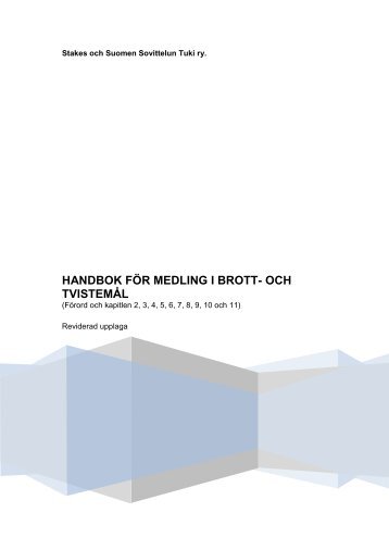 HANDBOK FÖR MEDLING I BROTT- OCH TVISTEMÅL